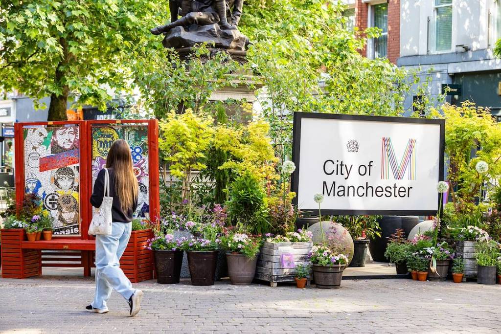 manchester flower festival city sign 2026