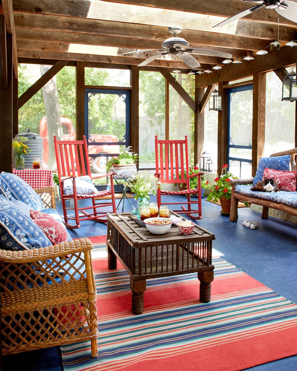 fredericksburg, texas, home of the thomas family. screened porch.