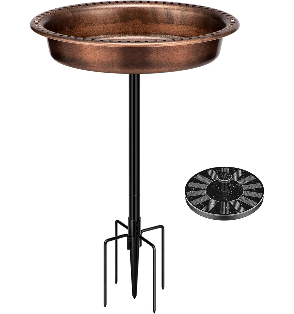 Ebern Designs Polyresin Oval Bird Bath Bowl With Solar Fountain &amp; Reviews | Wayfair