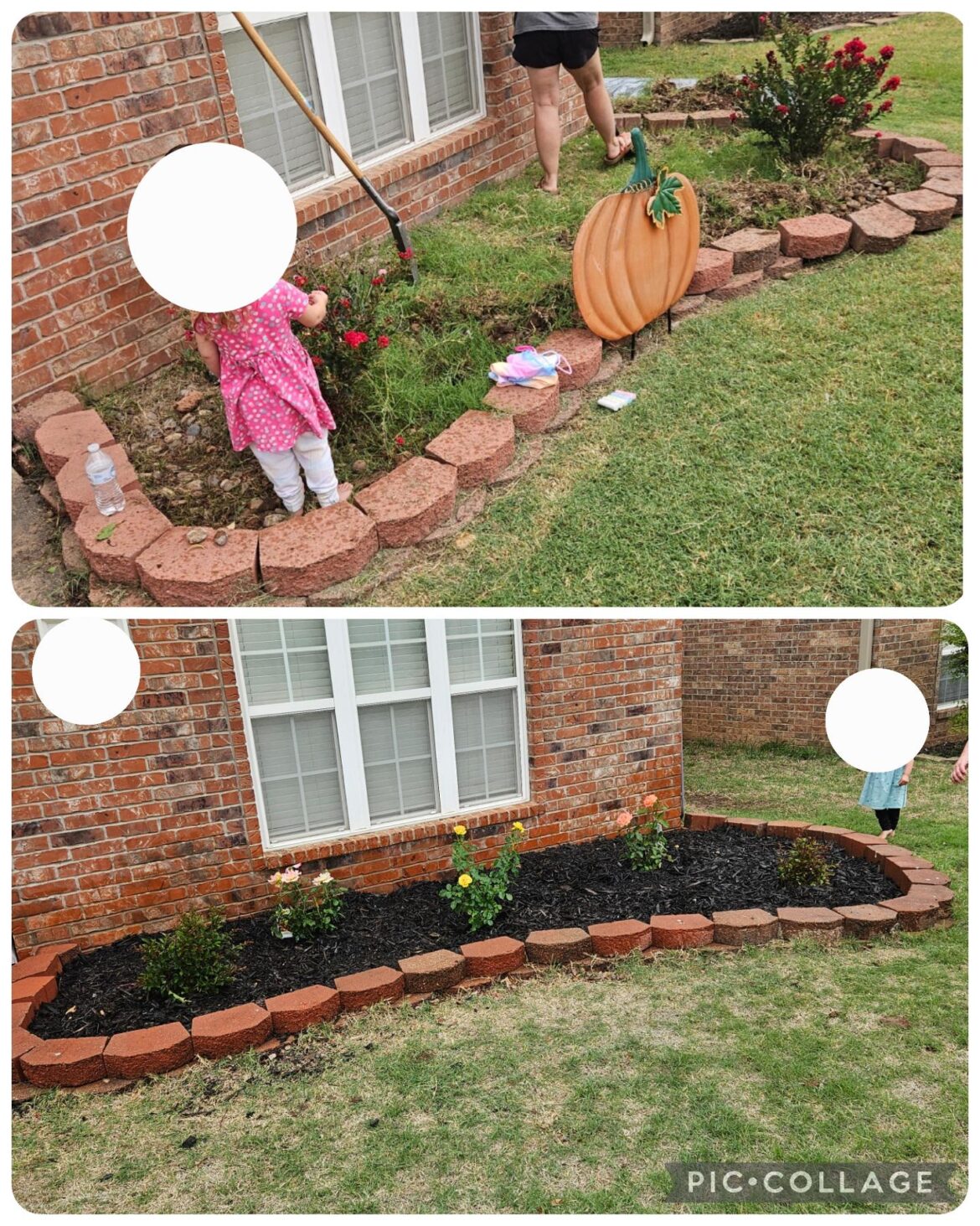 Finally finished our flower bed project. As an amateur, pretty happy. Finally finished our flower bed project. As an amateur, pretty happy.