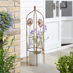 Rusted Iron Hydrangea Obelisk Plant Support