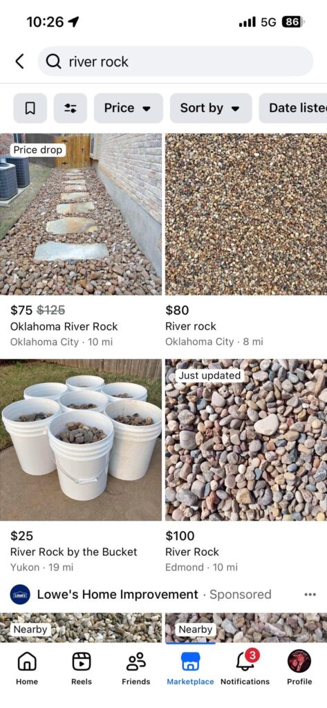 Is there any advantage to buying landscaping rock from a Vendor vs private party