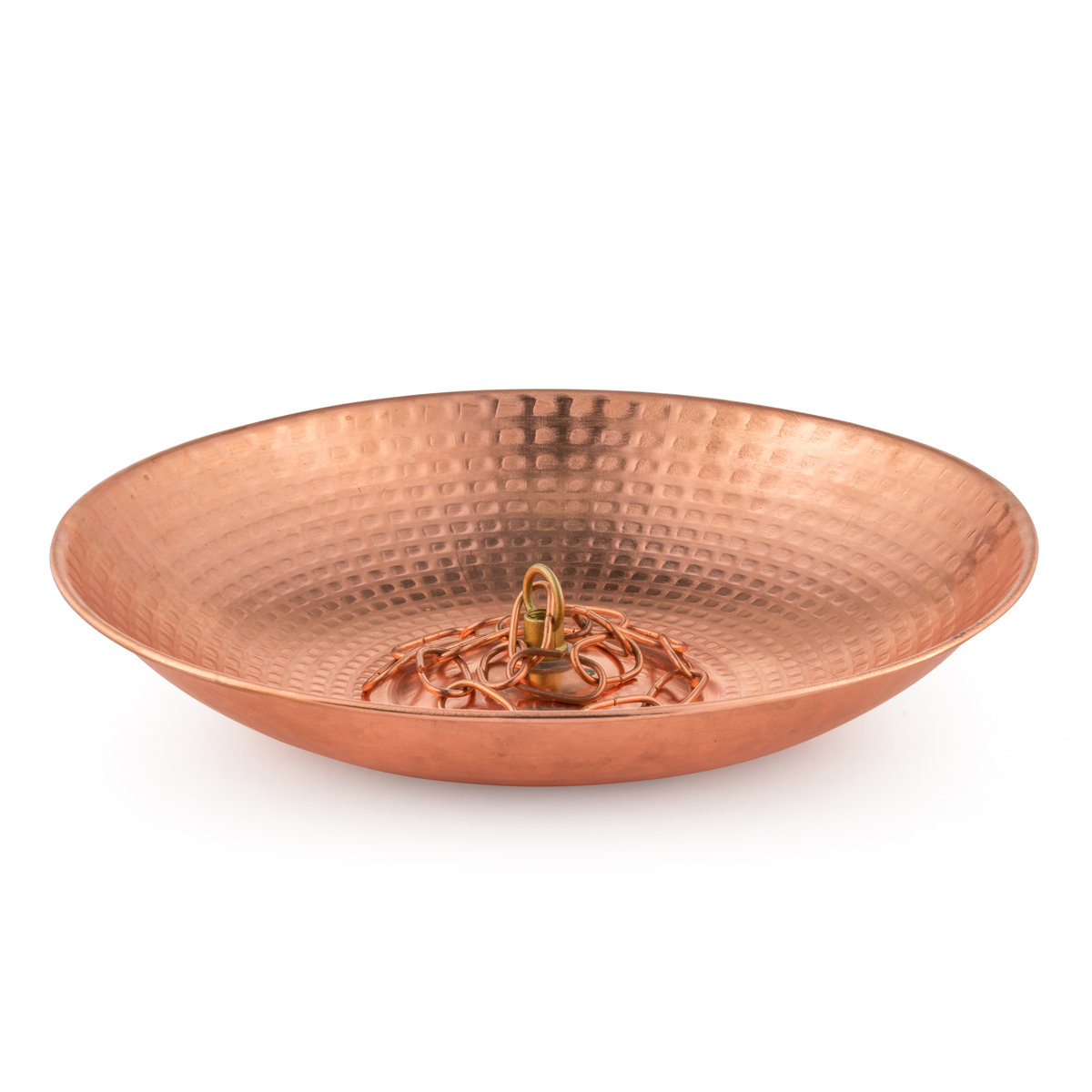 Arlmont &amp; Co. Marrgon 11" Copper Anchoring Basin - Hammered Metal Bowl for Rain Chain Downspouts &amp; Reviews | Wayfair