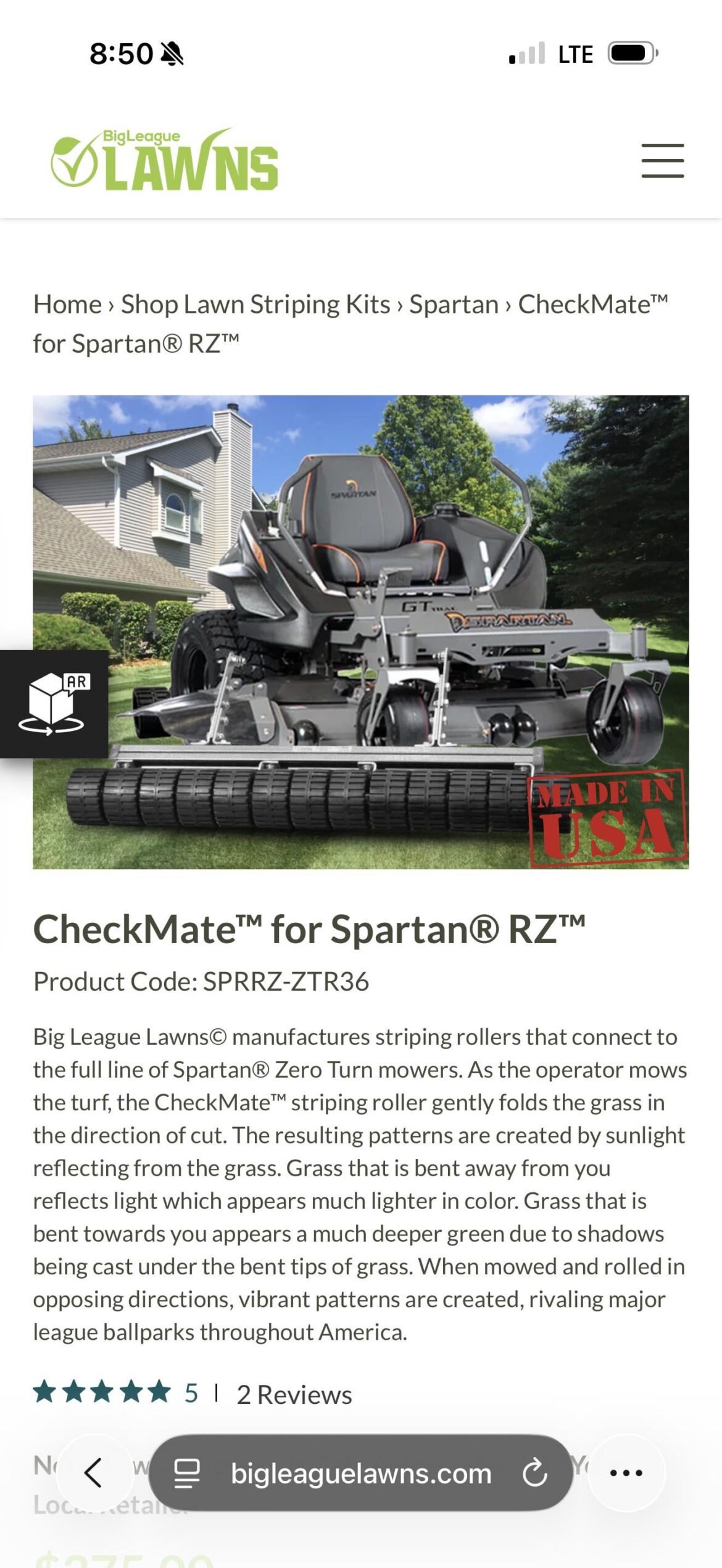 Anyone have experience with big league lawns checkmate striping kit?