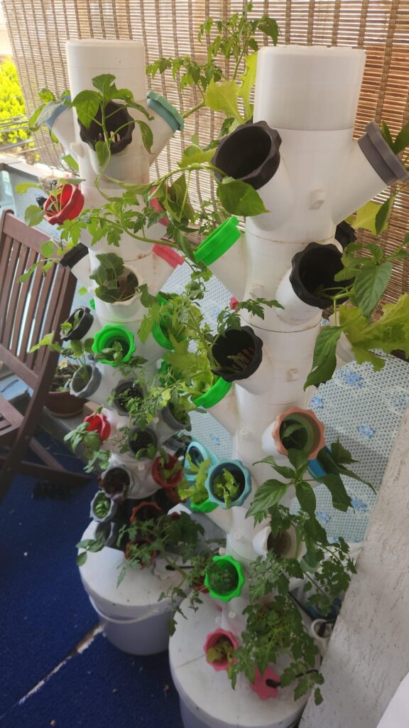 Built a vertical hydroponic tower for my balcony using 3D printed parts