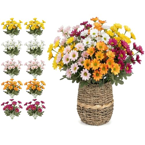 10-Pack Realistic Artificial Flowers for Outdoor & Indoor Decor - Uv Resistant Fake Plants With Flexible Stems, Perfect for Spring Summer Garden, Wedding, and Home Decoration