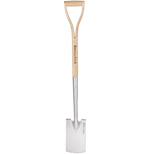 Berry&amp;bird Garden Digging Spade, 41" Stainless Steel Square Border Spade, Heavy Duty European Shovel With D-Grip Handle, Traditional English Style Flat Shovel for Digging, Yard Work, Transplanting