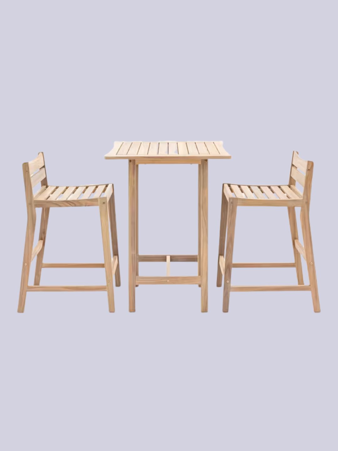 Gallery Direct, Gallery Direct Astakos Acacia Wood 2-Seater Square High Bar Table &amp; Chairs Set, Natural