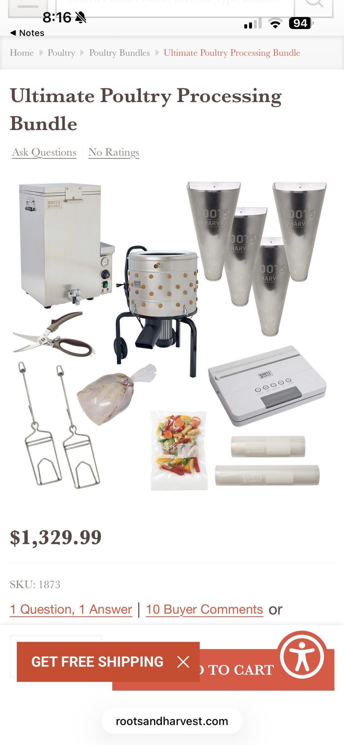 Thoughts on this poultry processing kit from roots and harvest vs. buying each piece individually?