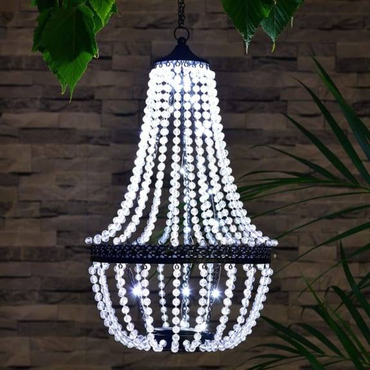 B&M is selling the Solar Powered Acrylic Crystal Chandelier