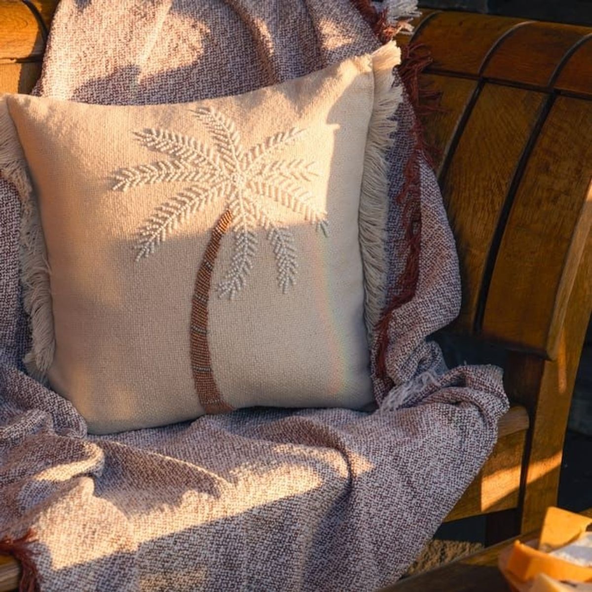 Home Bargains Lifestyle Edit Desert Dusk Beaded Palm Tree Cushion