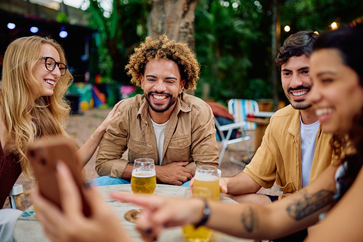 Friends in beer garden