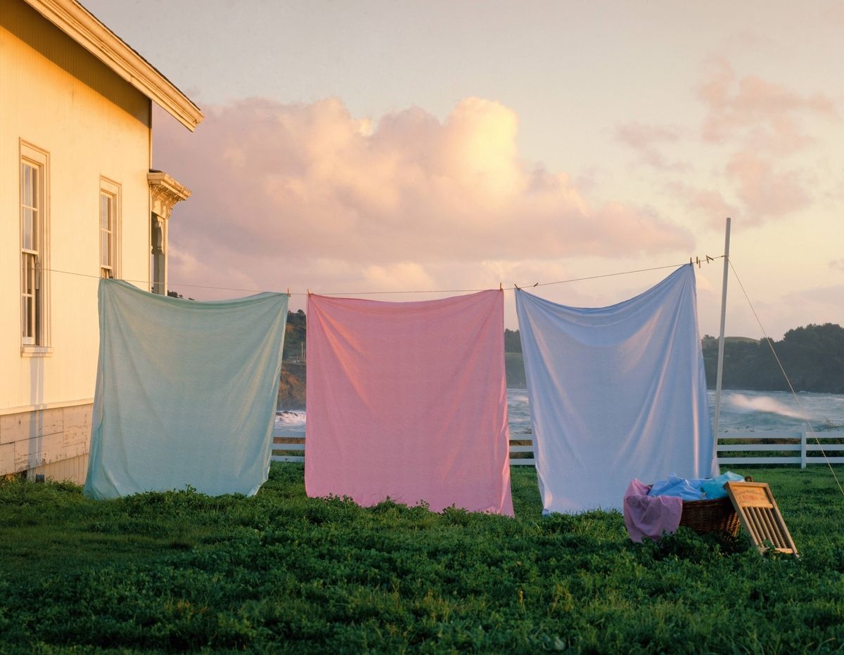 Sheets on a clothes line