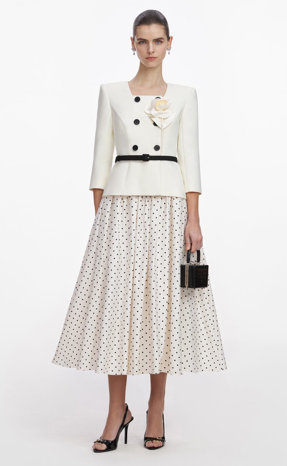 3D Flower Polka Dot Midi Dress 3D Flower Polka Dot Midi Dress