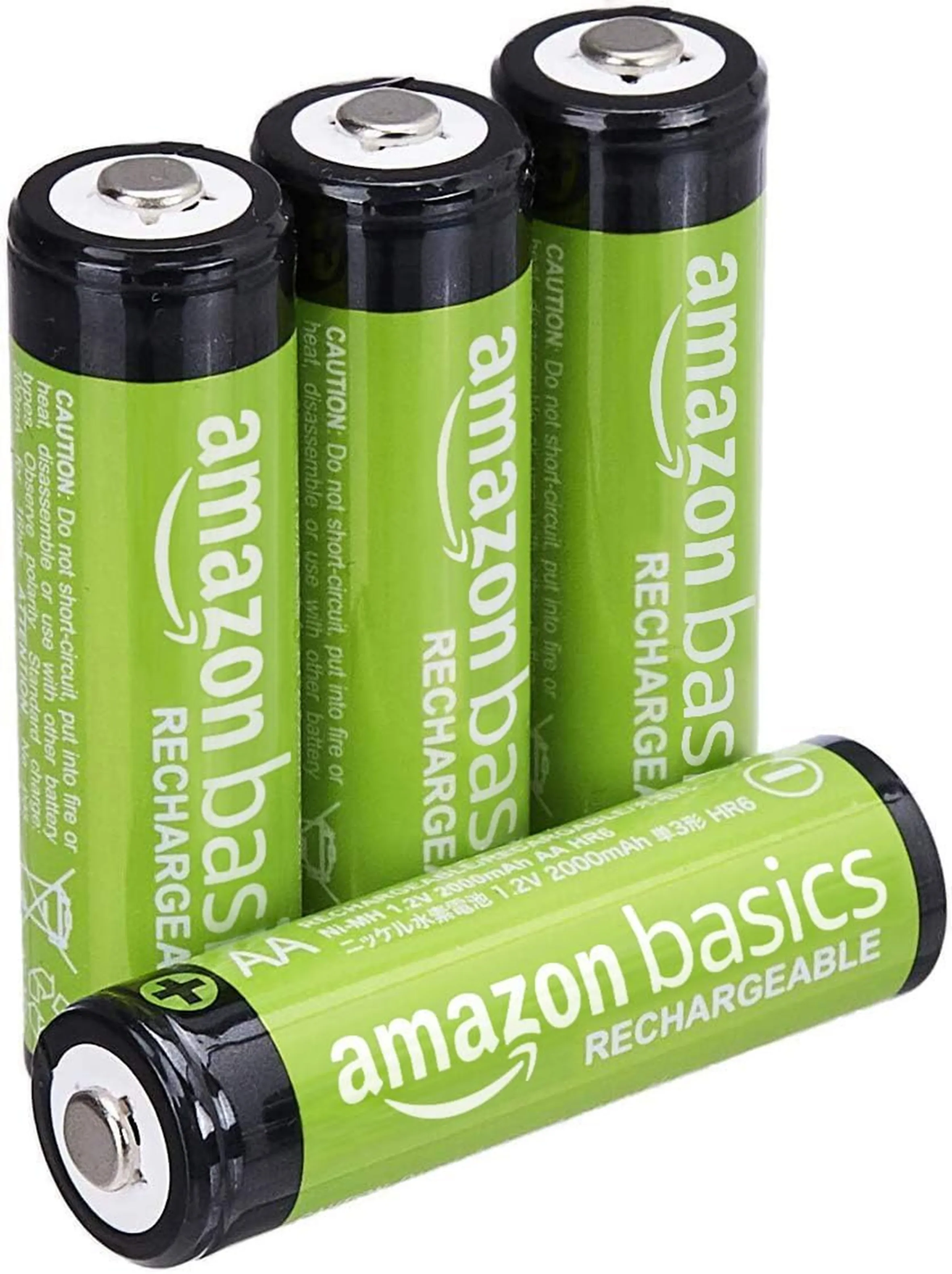 Four Amazon Basics AA Rechargeable Batteries.