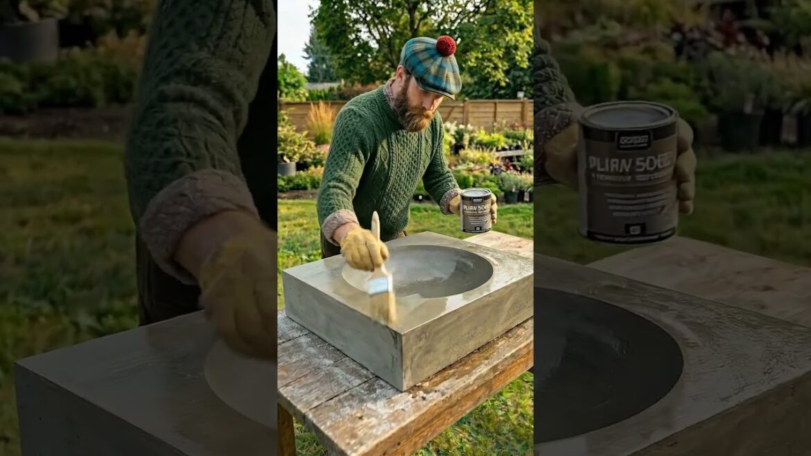 Why did he pour concrete on a yoga ball? π± Genius DIY garden sink! #garden #gardening Why did he pour concrete on a yoga ball? π± Genius DIY garden sink! #garden #gardening