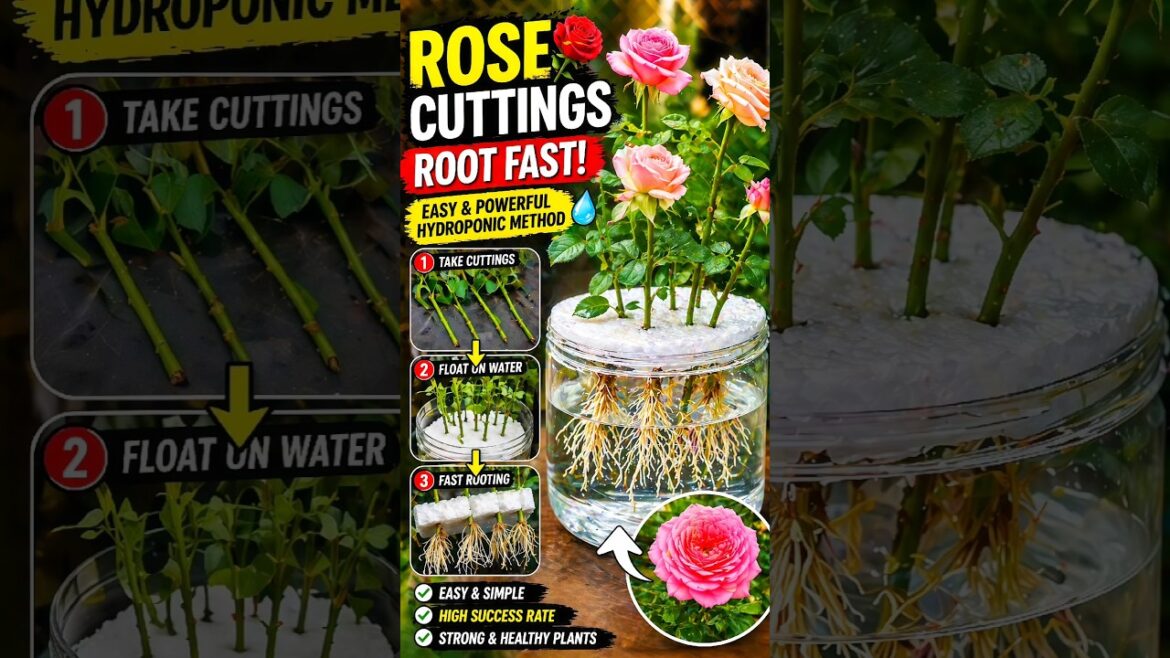 Grow Roses Fast with Hydroponic Cuttings – Simple & Powerful Method 🌹💧 #shorts