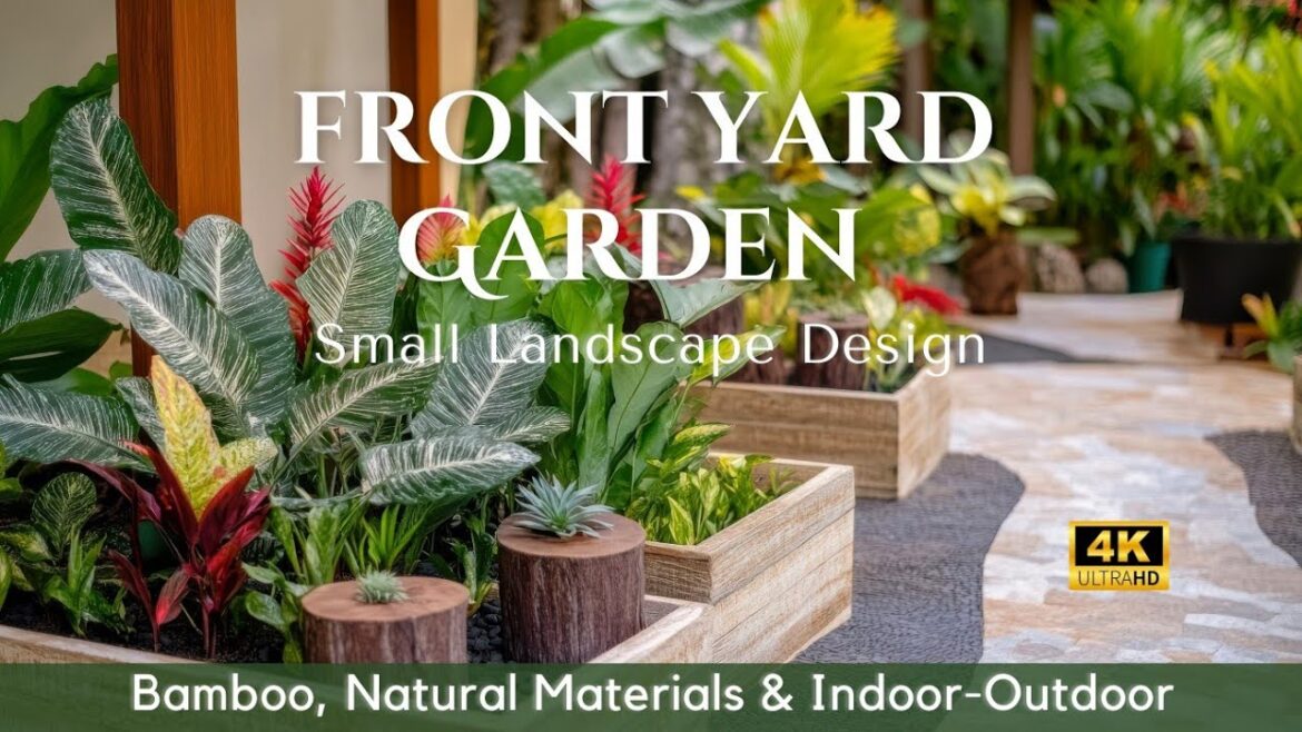 Small Landscape with Front Yard Garden: Bamboo Accents, Natural Materials & Indoor-Outdoor Flow Small Landscape with Front Yard Garden: Bamboo Accents, Natural Materials & Indoor-Outdoor Flow
