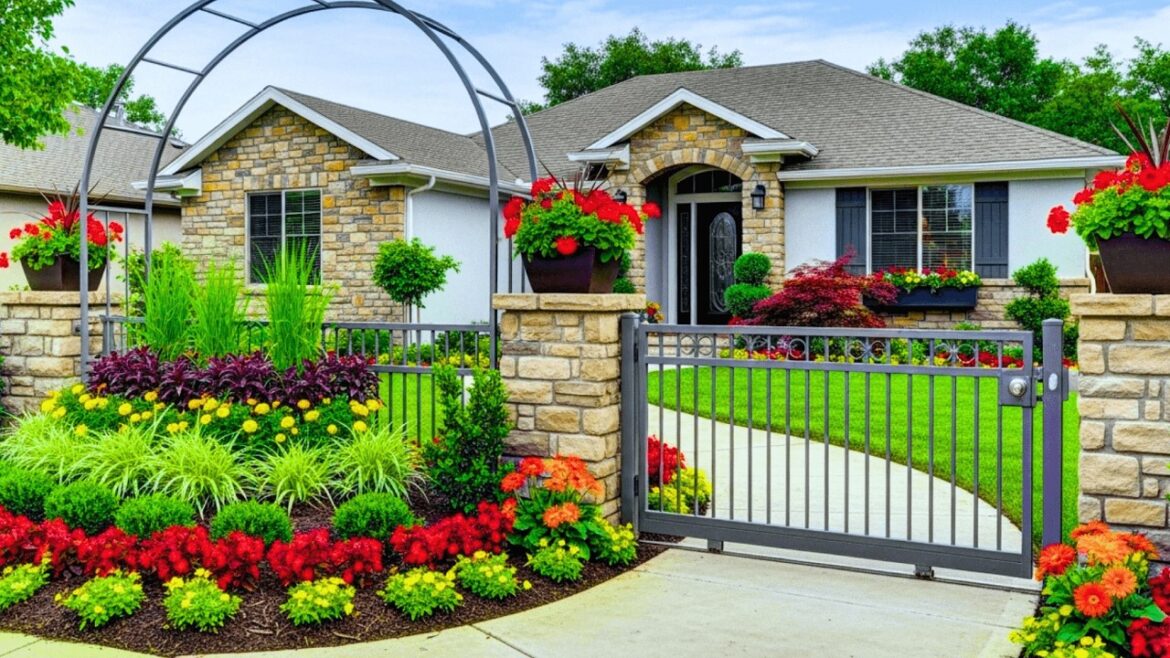 The Secret to a Luxury Entryway | Small Front Yard Landscaping Makeover with Elegant Gates & Arches
