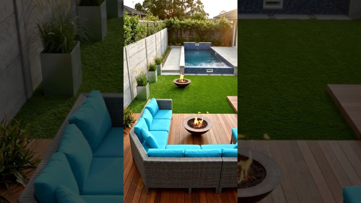 backyard landscape transform #viral #craft #lifeisbutadream #swiming_pool #home