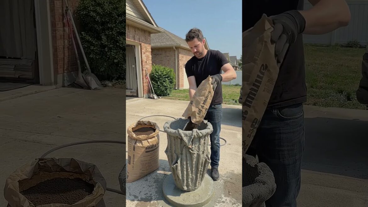I Made a Cement Planter From a Towel 😳🌿 #interiordesign #transformyourhome #heavycivil