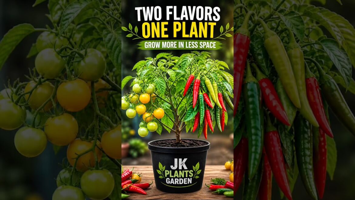 How to Grow Tomatoes & Chili on One Plant | Amazing Gardening Hack 🌱🔥#shorts #plants #vegetables How to Grow Tomatoes & Chili on One Plant | Amazing Gardening Hack 🌱🔥#shorts #plants #vegetables