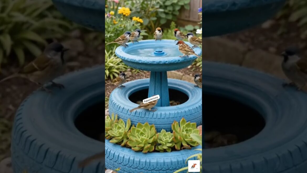 The Ultimate Garden Upcycle: Tire Bird Bath DIY #shorts #viral #short #fyp
