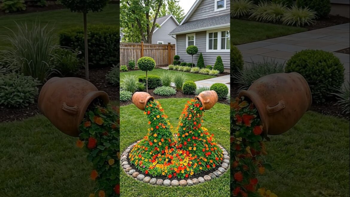 Flowing Pot Illusion 🌺✨ #gardenart #flowerdesign #landscapingideas #backyardinspo #creativegarden Flowing Pot Illusion 🌺✨ #gardenart #flowerdesign #landscapingideas #backyardinspo #creativegarden