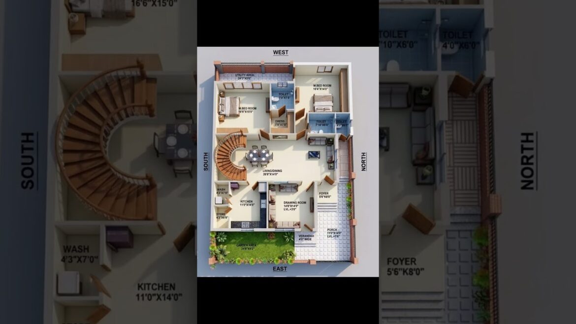 Big & Beautiful House Plan – 2 Master Bedrooms + Garden! 🏠🌿 Big & Beautiful House Plan – 2 Master Bedrooms + Garden! 🏠🌿