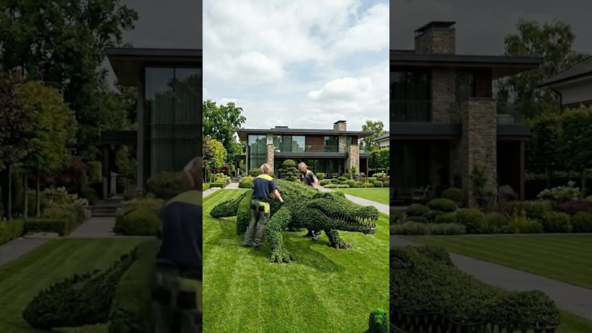 From BUSH to CROCODILE in 30 seconds🌿🐊 #shorts #topiaryart #gardendesign #gardening