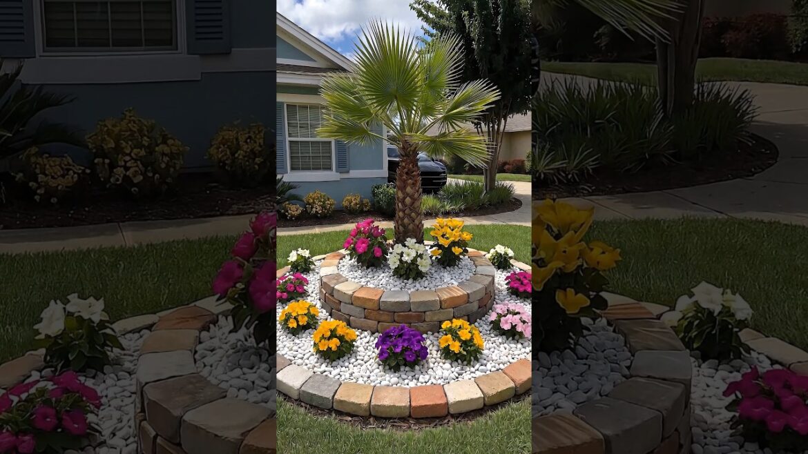 🌴 Tropical Circle Garden Design 🌸✨#gardeninspiration #landscaping #gardenideas #plantlover