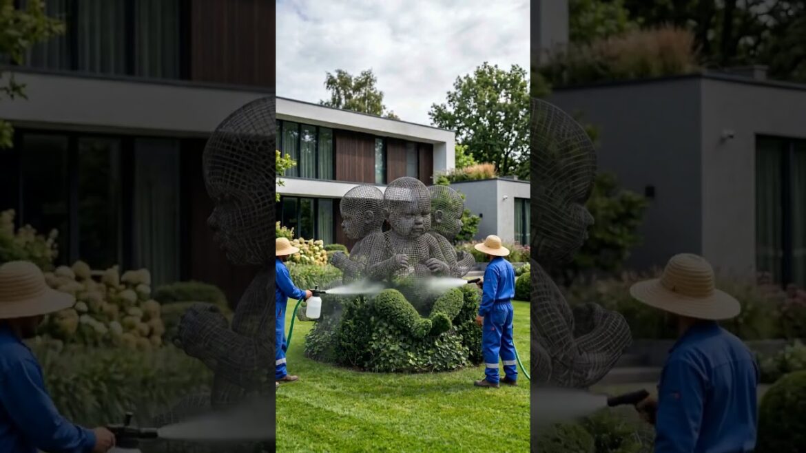 GIANT BABY TRIPLETS TOPIARY TRANSFORMATION 😱🌿 #shorts