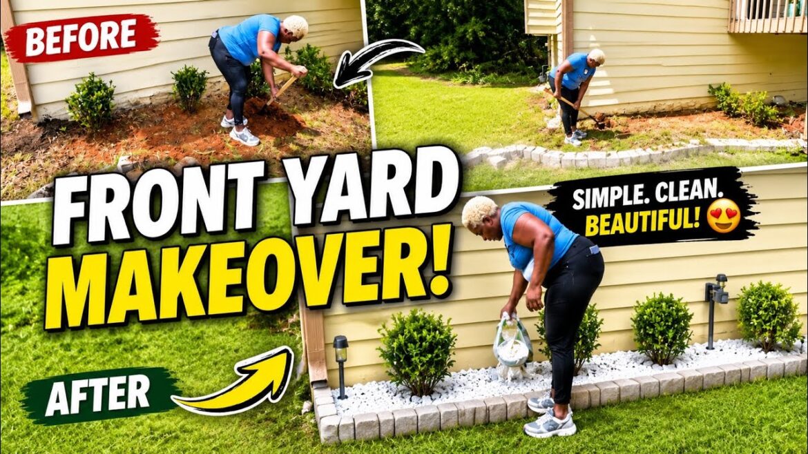 FRONT YARD MAKEOVER ON A BUDGET! | Easy DIY Landscaping Transformation #homedecor #housetohome #fyp