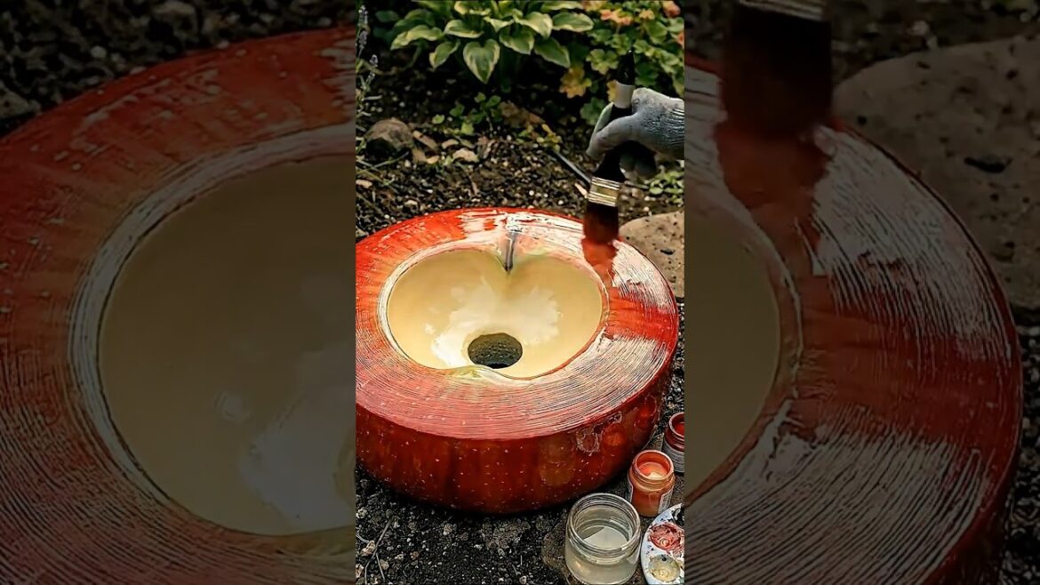 DIY Concrete Apple Sink | Creative Garden Wash Basin Idea β¨ DIY Concrete Apple Sink | Creative Garden Wash Basin Idea β¨