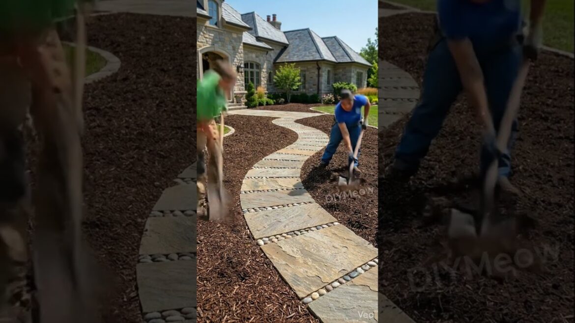 Curved Stone Path Glow Up | Front Yard Flower Bed Makeover Curved Stone Path Glow Up | Front Yard Flower Bed Makeover