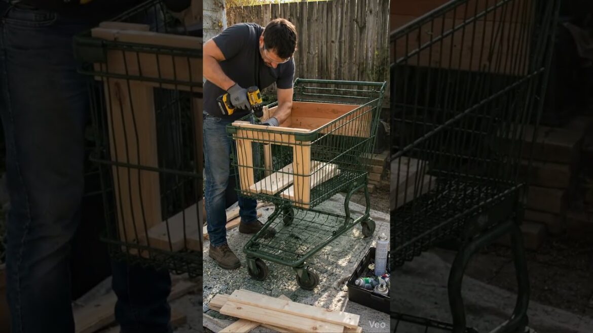 Rusty Shopping Cart → Amazing Mobile Garden Transformation 🌱 | DIY Backyard Upgrade