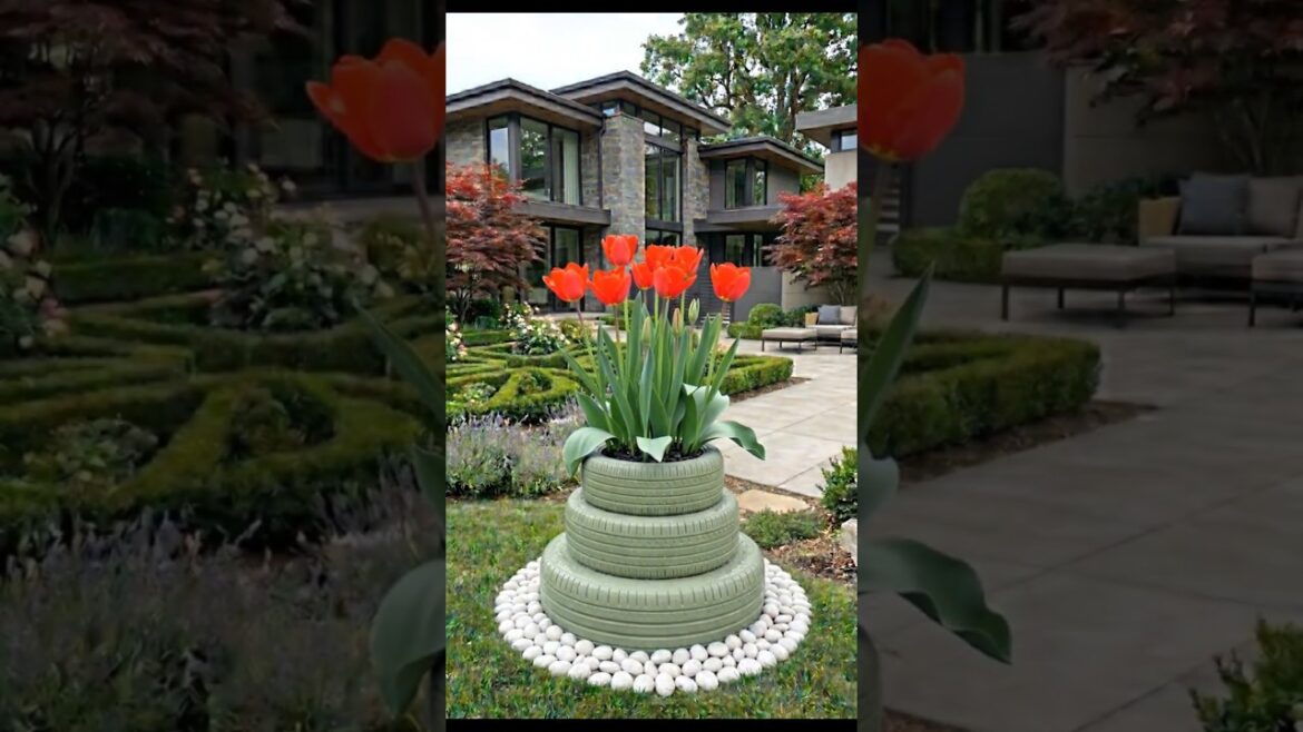 🌼 Amazing DIY Tire Flower Tower | Beautiful Garden Decoration Idea 🌿✨ #satisfying #garden #farming 🌼 Amazing DIY Tire Flower Tower | Beautiful Garden Decoration Idea 🌿✨ #satisfying #garden #farming