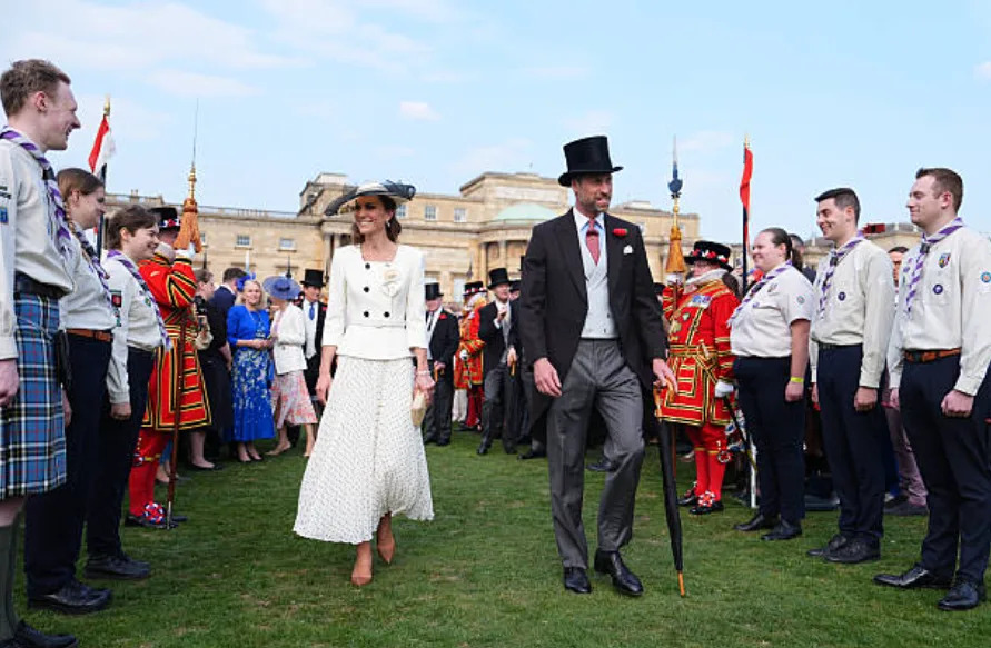 Prince William and Princess Kate arrive at the Royal Garden Party at Buckingham Palace on May 8, 2026.