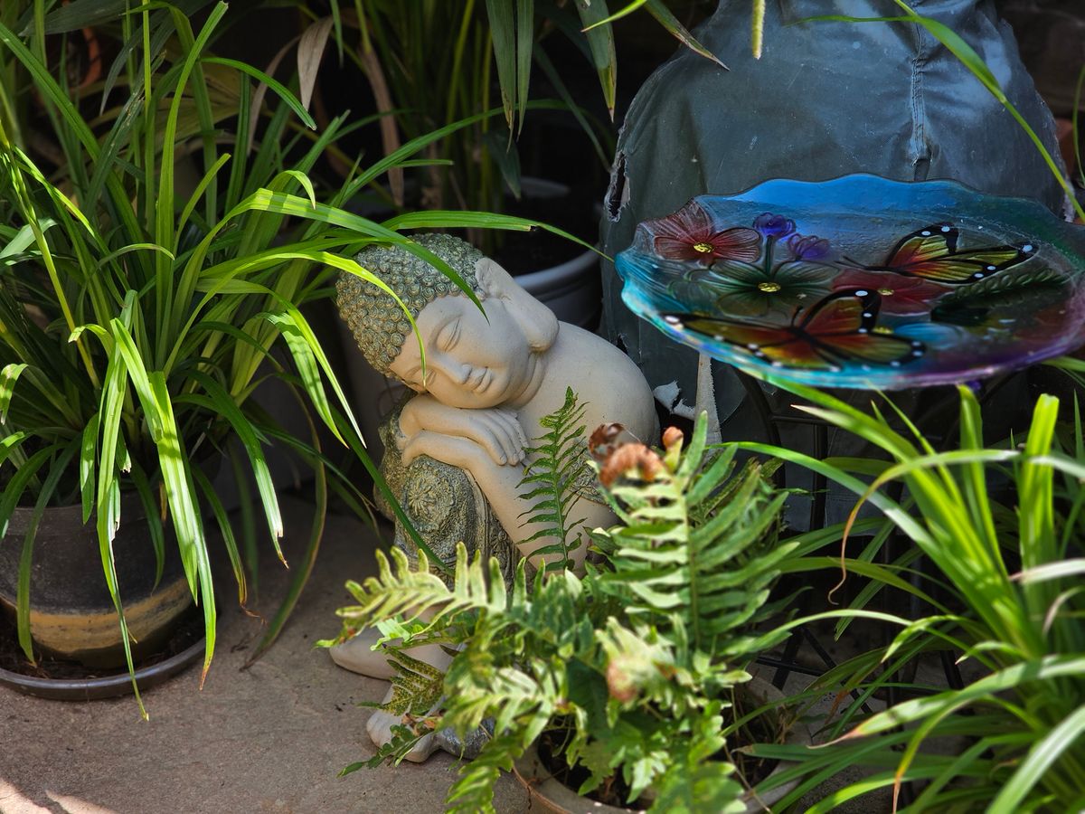 The sculpture at home in Pippa's garden