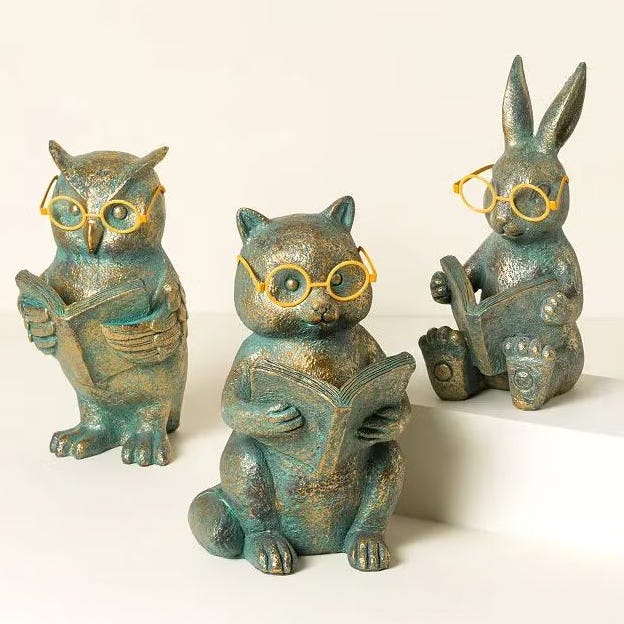 Light-Up Reading Animal Sculptures