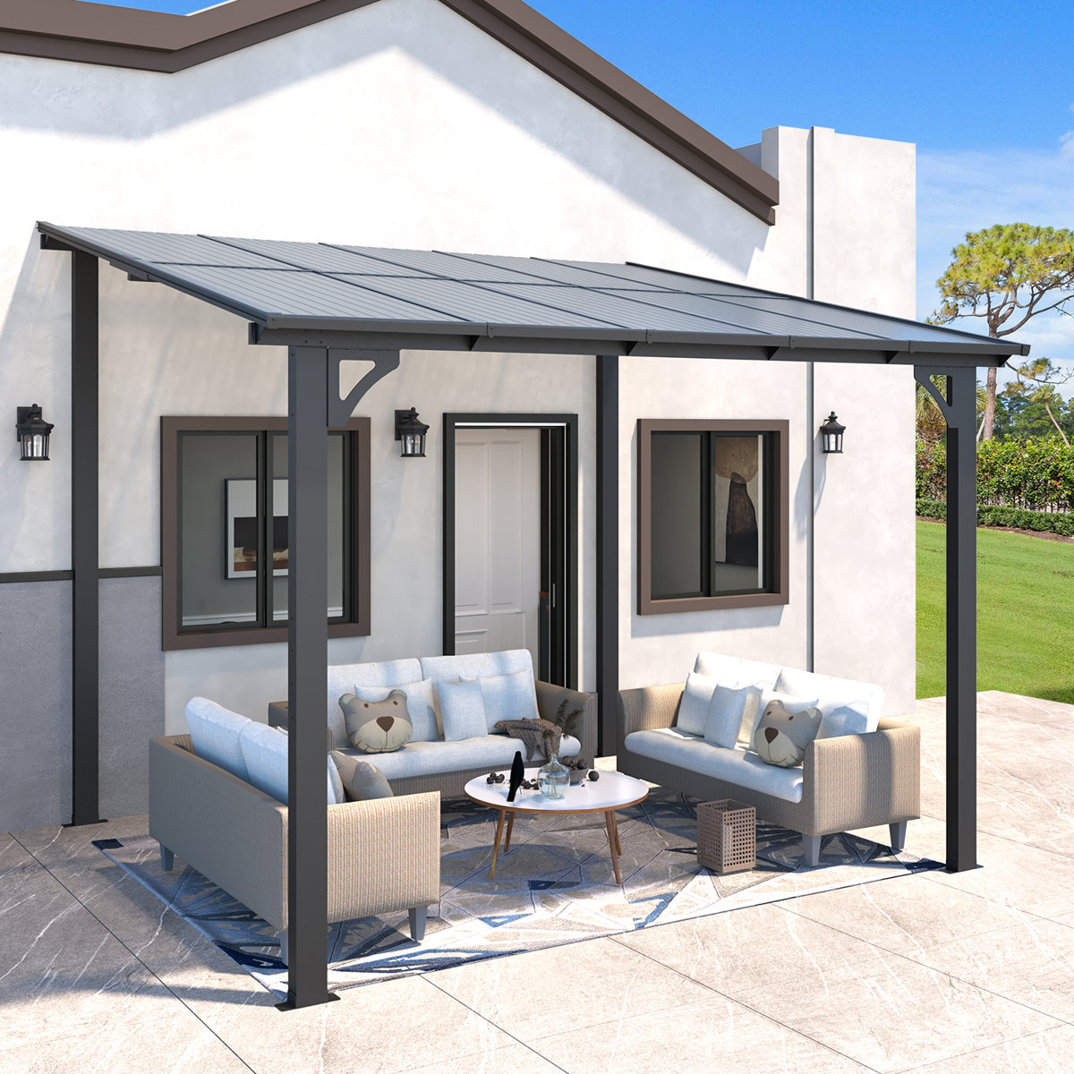 Blue Elephant Mandalc Aluminum Pergola With Canopy &amp; Reviews | Wayfair.co.uk