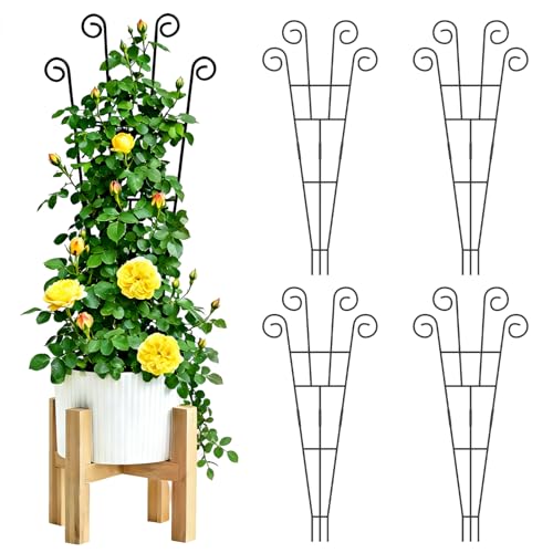 Weldun 4 Pack Plant Trellis 75cm for Climbing Plants Potted Plants Indoor Outdoor, Metal Garden Trellis Support Stake for Vegetables, Roses &amp; Vines