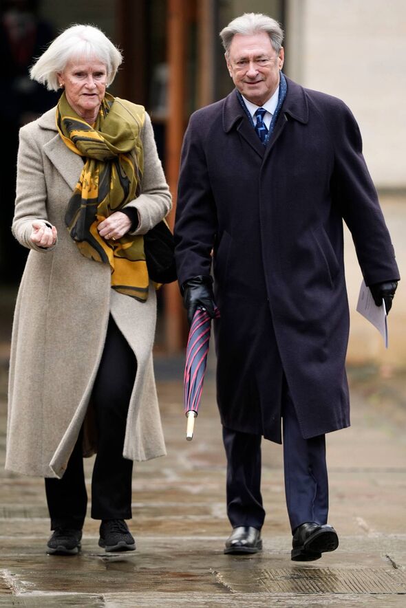 Alison and Alan Titchmarsh departing following a service of thanksgiving for Dame Jilly Cooper at Southwark Cathedral, London. Author Dame Jilly died Alison and Alan Titchmarsh departing following a service of thanksgiving for Dame Jilly Cooper at Southwark Cathedral, London. Author Dame Jilly died