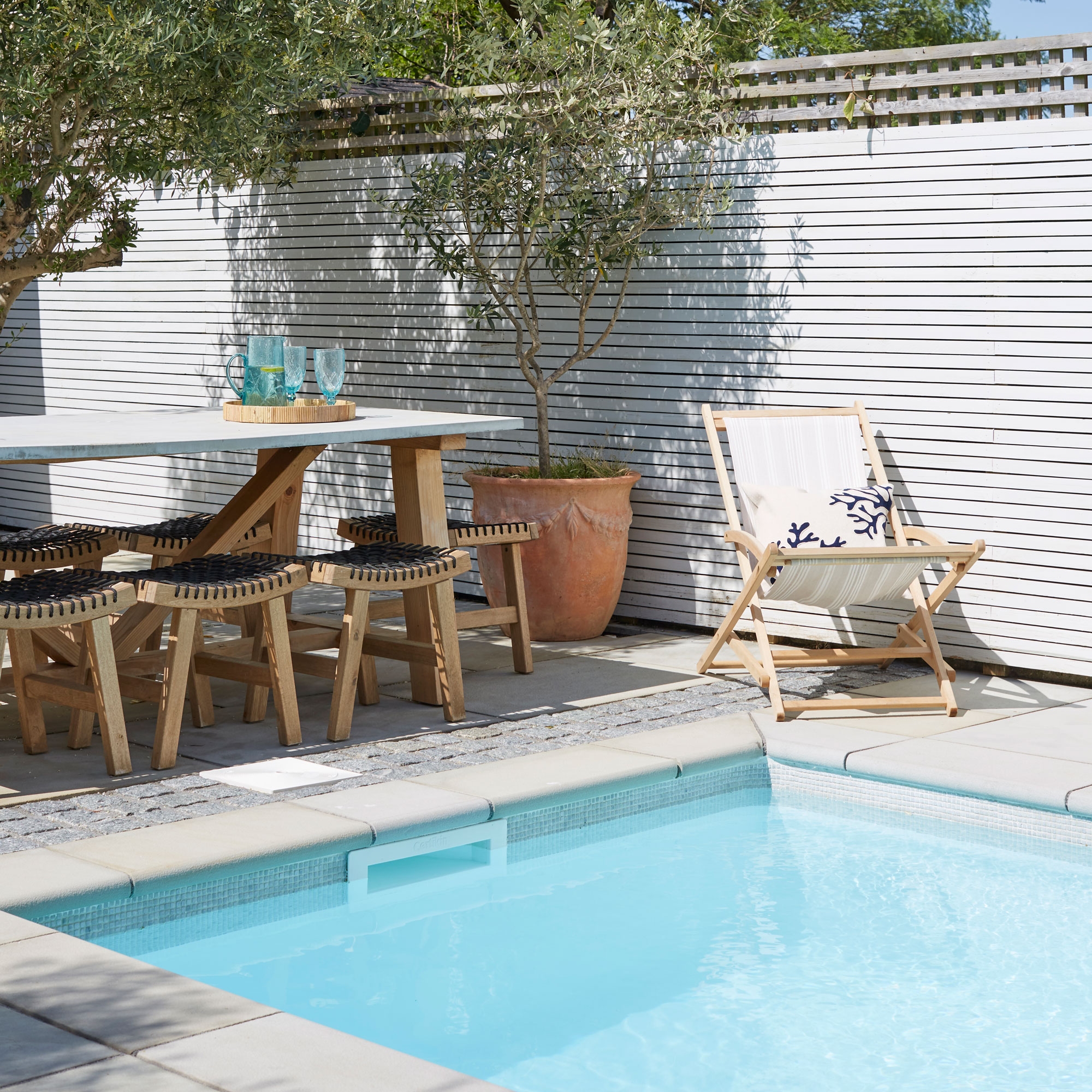 Pool with deck chair