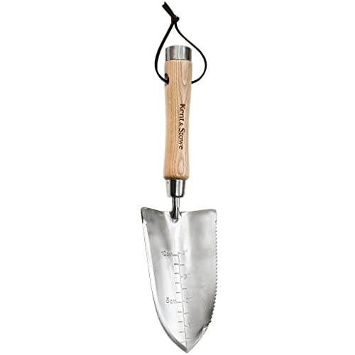 Kent &amp; Stowe Capability Trowel, Compact and Multi-Functional Garden Trowel With Serrated Edge and Hammer, Classic All Year Round Garden Tools Made From Stainless Steel and Ash Wood