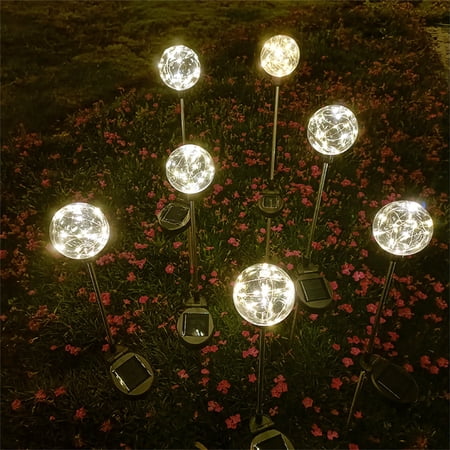 Solar Garden Stake Lights With 20 Leds | 4-Color or Warm White | Auto On/off & Ip65 Waterproof | Decorative for Yard, Patio, Walkway | 1-Pack