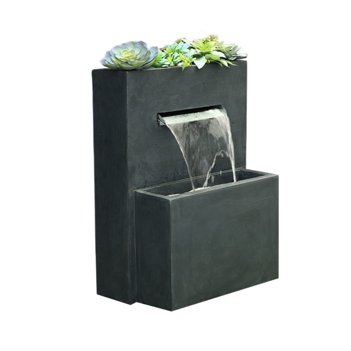 17 Stories Gray Resin Waterfall Outdoor Fountain & Reviews | Wayfair