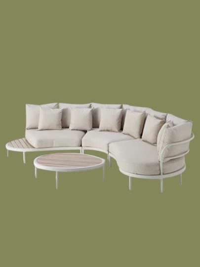 John Lewis, Lozenge 5-Seater Modular Curved Garden Sofa & Coffee Table Set