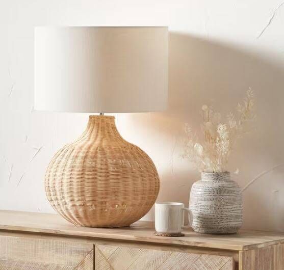 The John Lewis Pacific Allona Woven Rattan Table Lamp The John Lewis Pacific Allona Woven Rattan Table Lamp