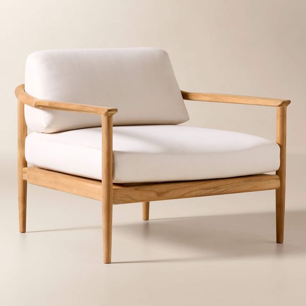 Tide Teak Outdoor Lounge Chair with Ivory Sunbrella® Cushions Set of 2
